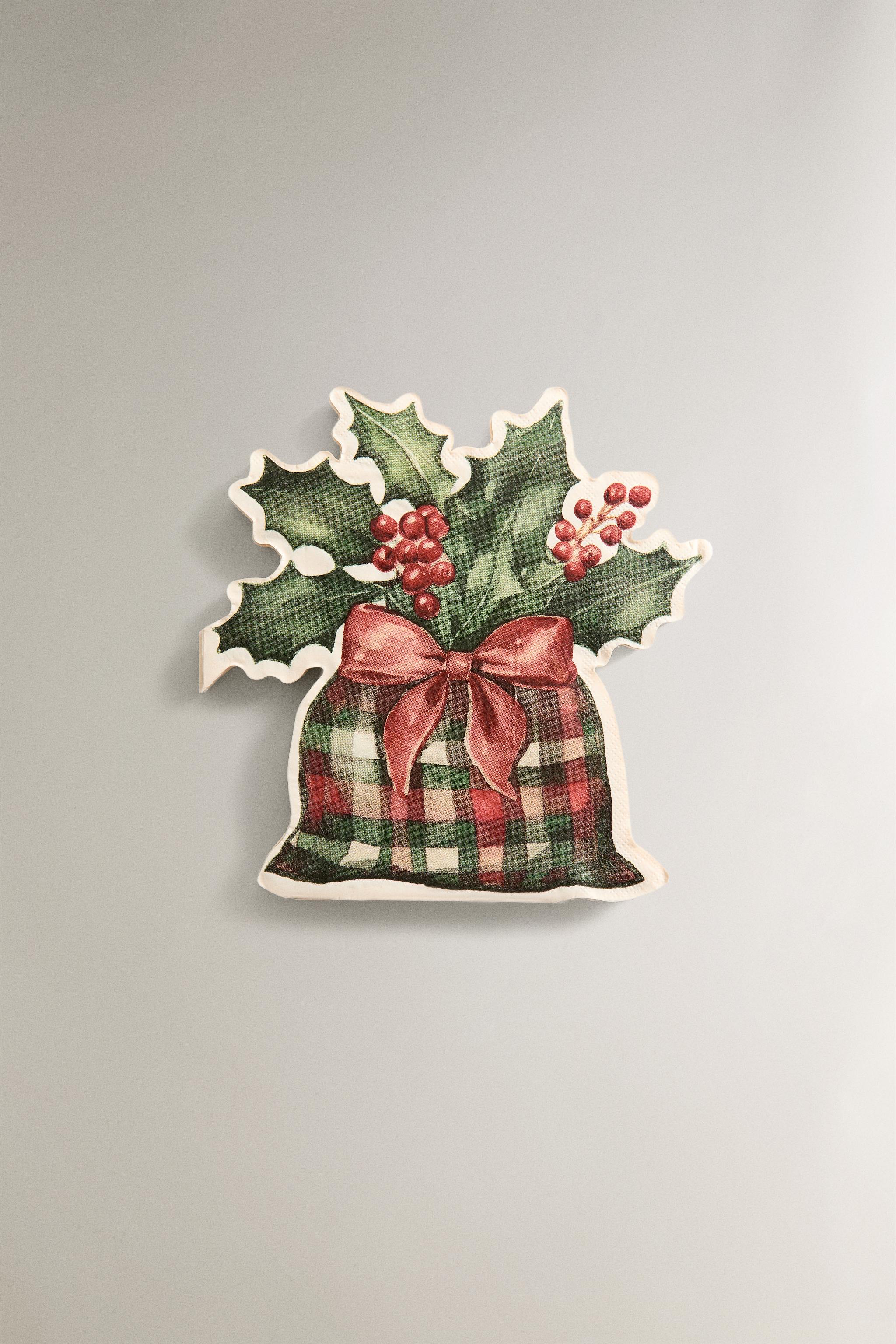 SET OF CHRISTMAS HOLLY LEAF PAPER NAPKINS (SET OF 20)